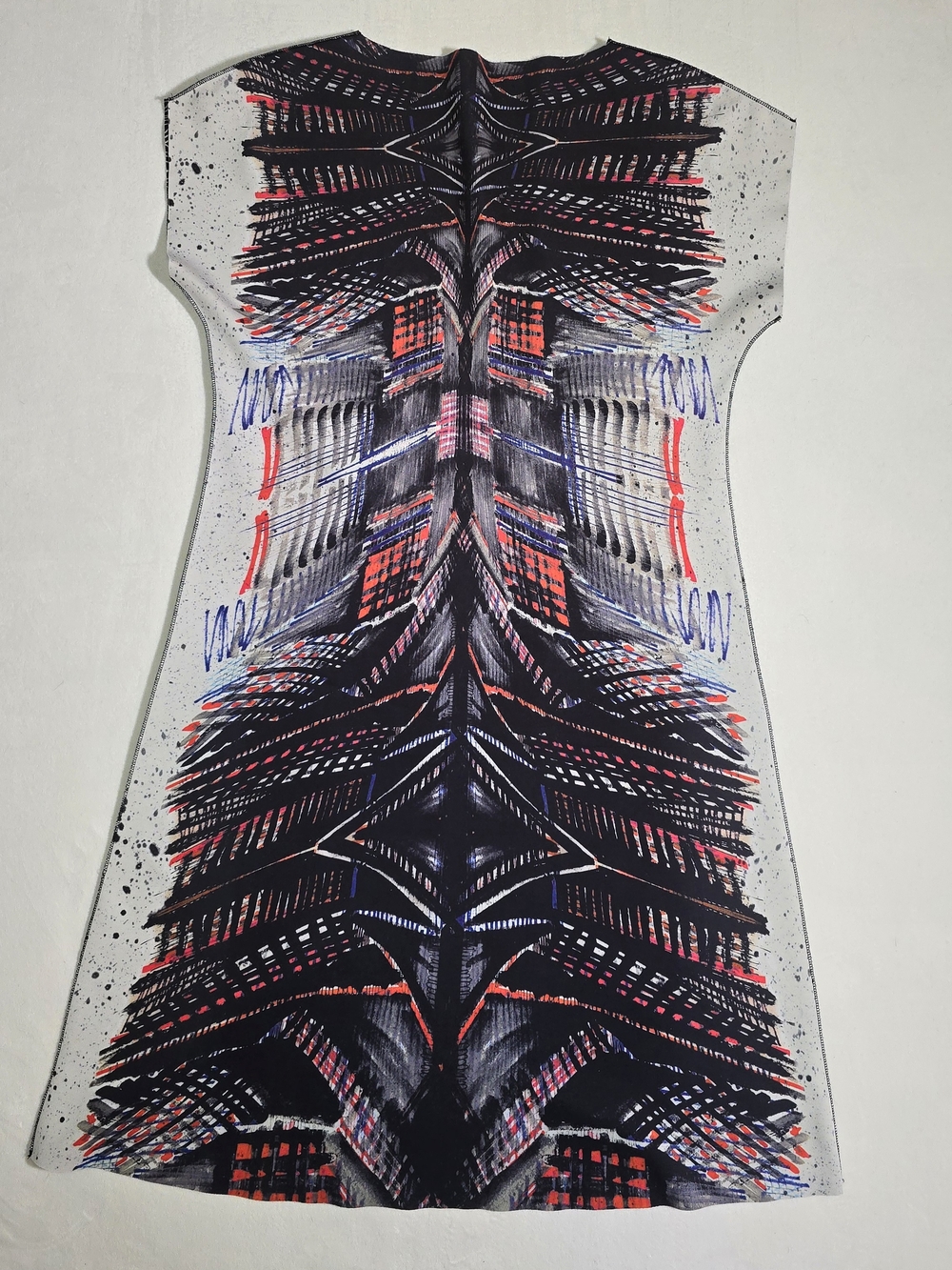 ANIMAPOP Reversible Dress Made In Italy Scuba Laser Cut Abstract Op-Art M L 42 4 - Picture 3 of 10
